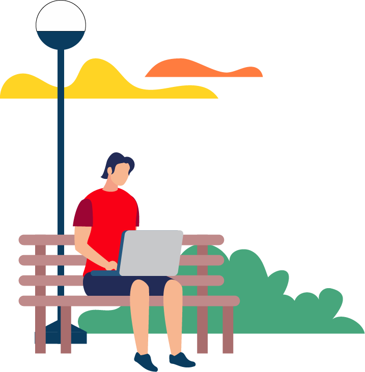 Illustration of someone sitting on a park bench