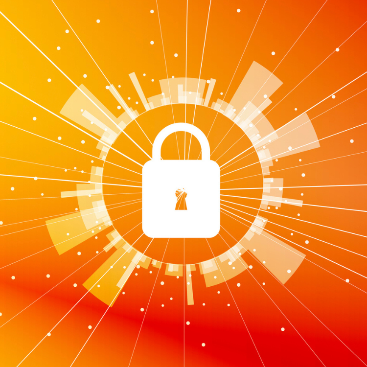 a lock with a yellow-red background